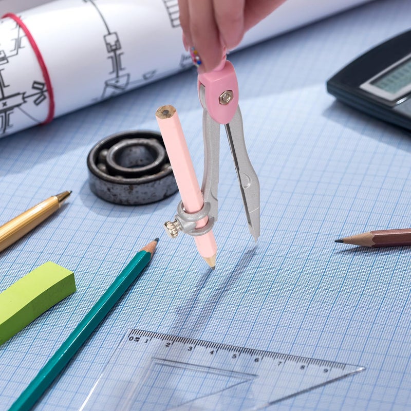Arcjunys Compass Geometry Tool Protractor and Compass Set with Metal Box Drawing Compass with Rulers Math Compass Kit for Class Supplies and School 8 Piece - Image 5